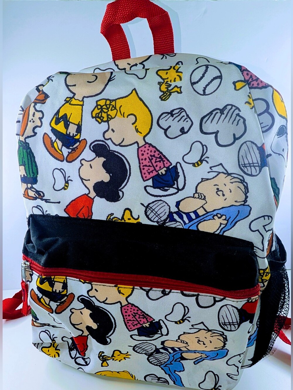 Charlie Brown Gang Snoopy Backpack Red Black Multicolor Peanuts School